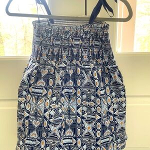 Geometric Patterned Skirt in Blue and Orange
